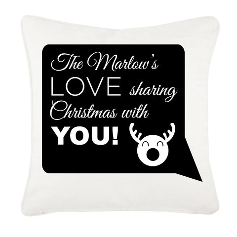 Personalised The (Your name) Love Sharing Christmas With You Canvas Cushion Cover