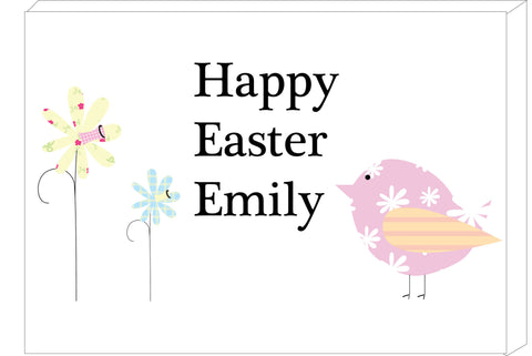 EA11 - Personalised Flowers & Chick Easter Canvas