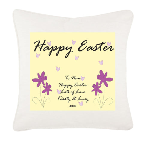 Personalised Easter Purple Flowers Cushion