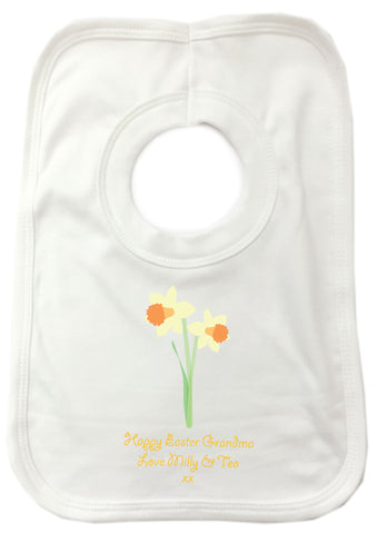 EA16 - Personalised Daffodils Easter Baby Bib