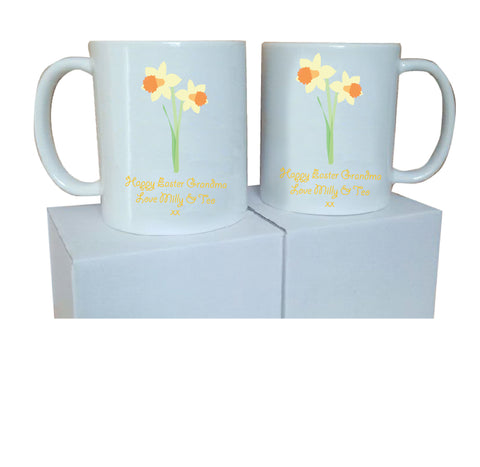 EA16 - Personalised Easter Daffodil Mug & White Box