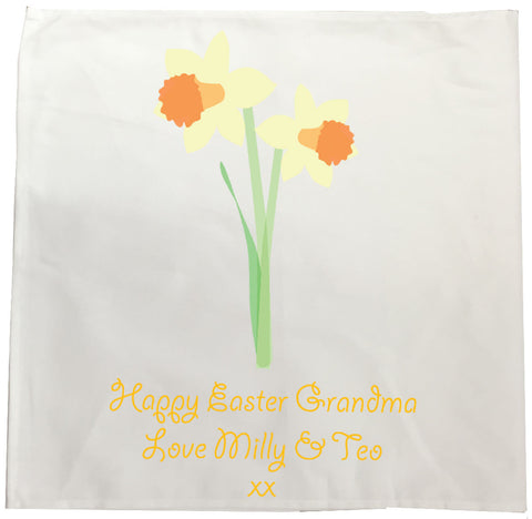 EA16 - Personalised Daffodils Canvas Tea Towel