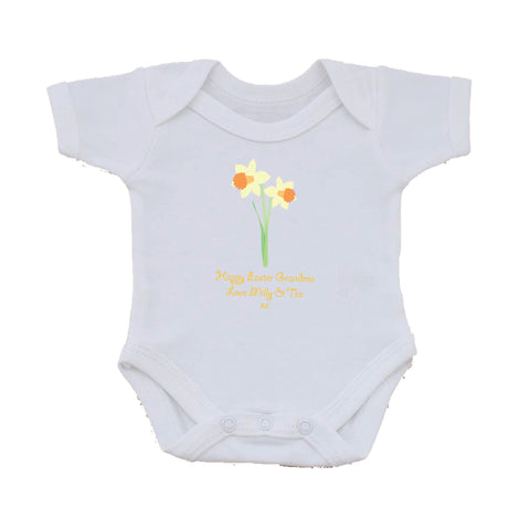EA16 - Personalised Daffodils Easter Baby Vest