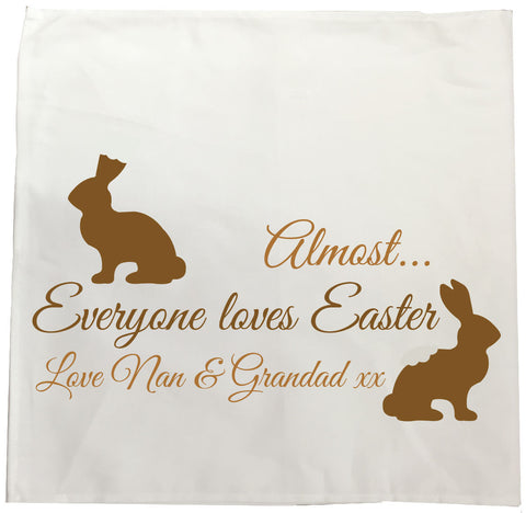 EA01 - Personalised Almost Everyone Loves Easter Bunny Canvas Tea Towel