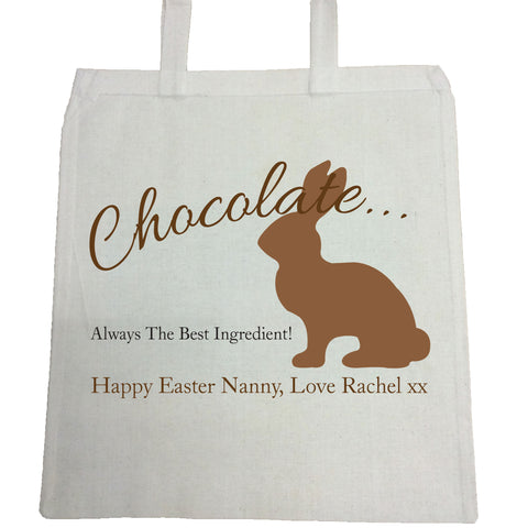 EA02 -  Personalised Chocolate Easter Bunny Canvas Bag