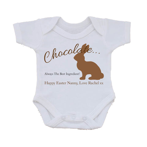 EA02 - Personalised Chocolate Easter Bunny Baby Vest