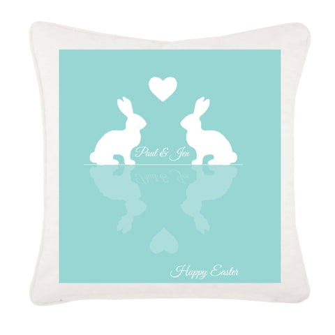 Personalised Easter Reflecting Bunnies Cushion