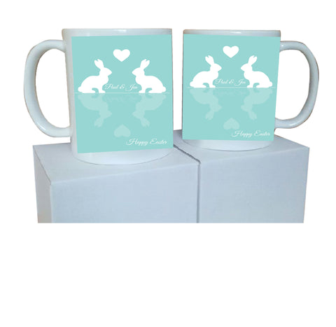 EA15 - Personalised Easter Reflecting Bunnies Mug & White Box