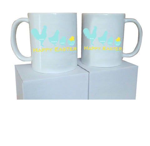EA04 - Personalised Chicken Family Easter Mug & White Box