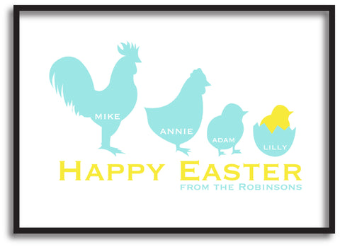 EA04 - Personalised Chicken Family Easter Print