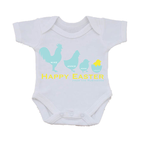 EA04 - Personalised Chicken Family Easter Baby Vest