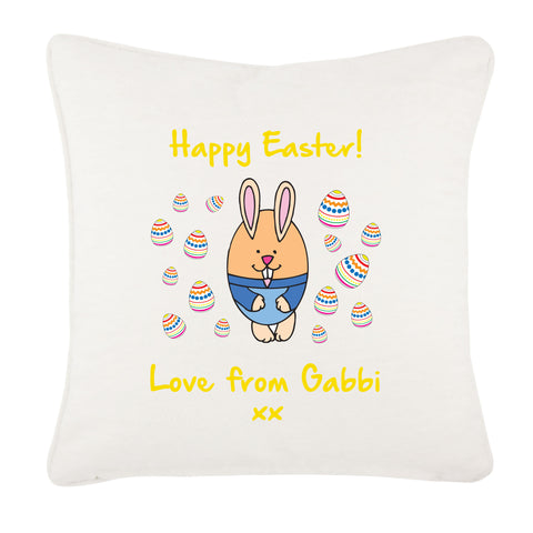 Personalised Easter Eggs and Bunny Canvas Cushion