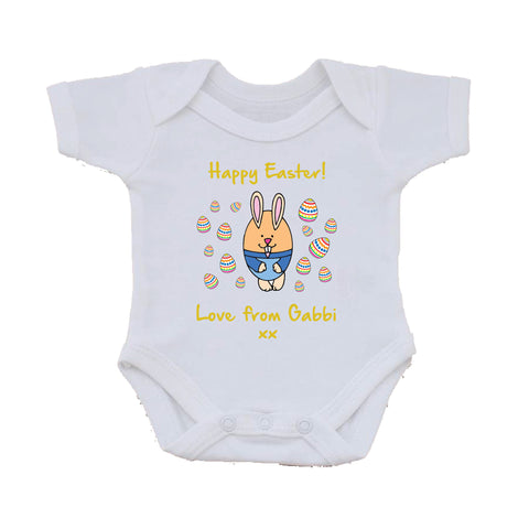 EA07 - Personalised Easter eggs and Bunny Baby Vest
