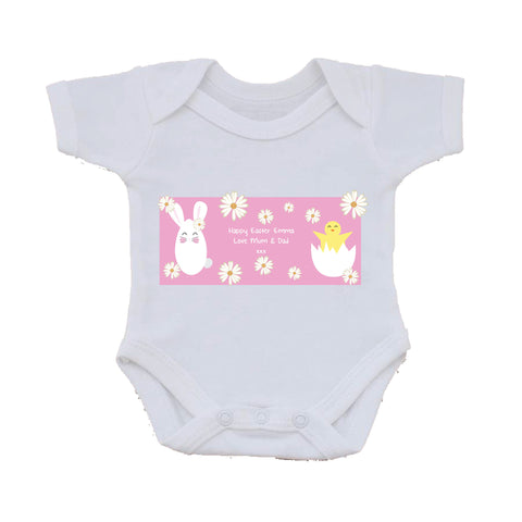 EA08 - Personalised Easter Bunny & Chick Baby Vest