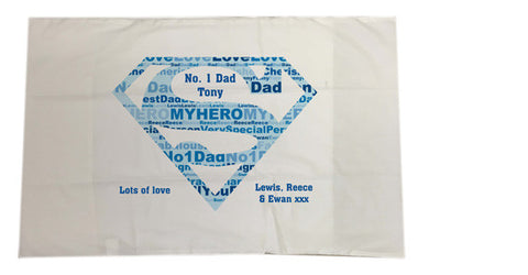 FD09 - Superman Super Dad Word Art Personalised Pillow Case