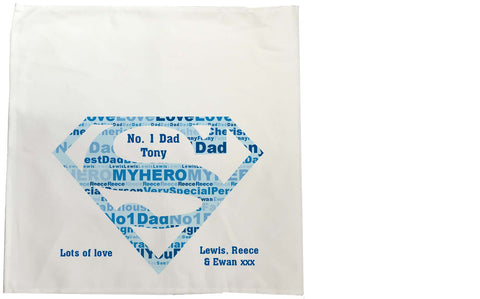 FD09 - Superman Super Dad Personalised Tea Towel