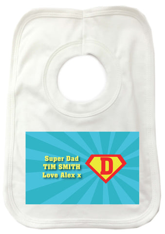 FD10 - Superman and our Dad Personalised Baby Bib