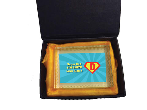 FD10 - Superman and our Dad Personalised Crystal Block with Presentation Gift Box