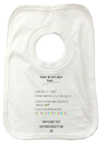 FD11 - Thing we love about Dad Father's Day Personalised Bib