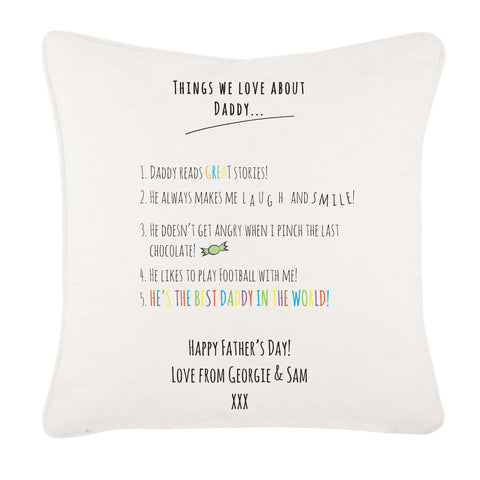 Things we Love about Dad Personalised Father's Day Cushion Cover