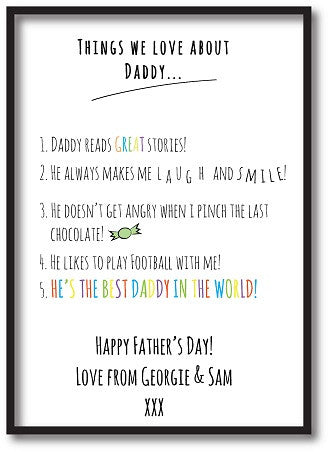 FD11 - Things we Love about Dad Personalised Father's Day Print