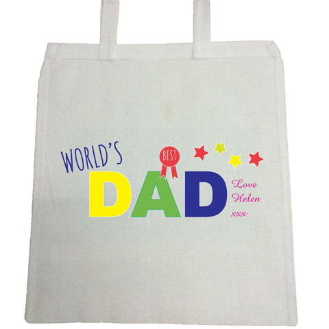 FD12 - World's Best Dad Personalised Canvas Bag for Life