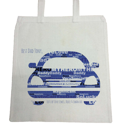 FD13 - Personalised Front of Car Word Art for Dad, Step-dad or Grandad Canvas Bag for Life