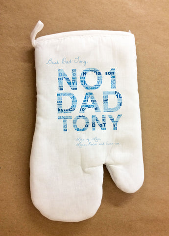 Personalised No 1 Dad Word Art Oven Glove for dads of all ages, young and old