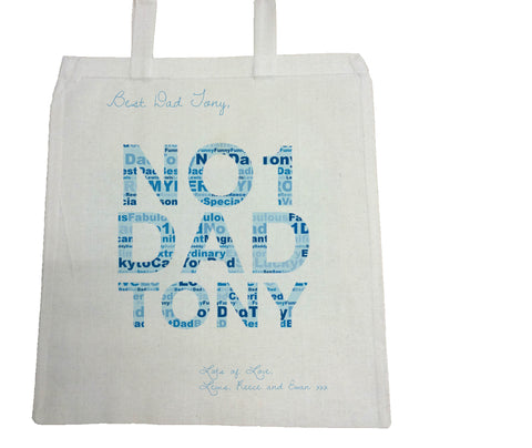 FD14 - No.1 Dad Word Art Personalised Canvas Bag for Life
