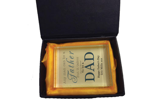 FD01 - Personalised Any Man Can Be A Father, Father's Day Crystal Block with Presentation Gift Box