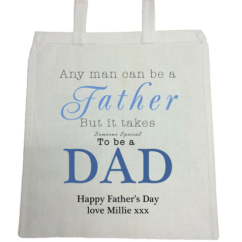 FD01 - Personalised Any Man Can Be A Father, Father's Day Canvas Bag for Life
