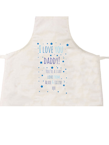 FD03 - Personalised I Love You Daddy (Stars), Father's Day Apron