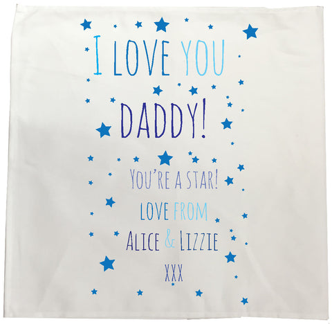 FD03 - I Love You Daddy (Stars), Father's Day Personalised Tea Towel