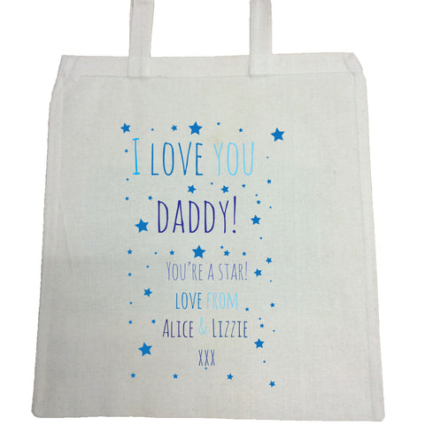 FD03 - Personalised I Love You Daddy (Stars), Father's Day Canvas Bag for Life