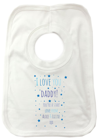 FD03 - Personalised I Love You Daddy (Stars), Father's Day Baby Bib