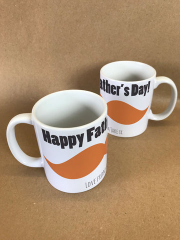 FD06 - Large Moustache Personalised Father's Day Mug & White Gift Box