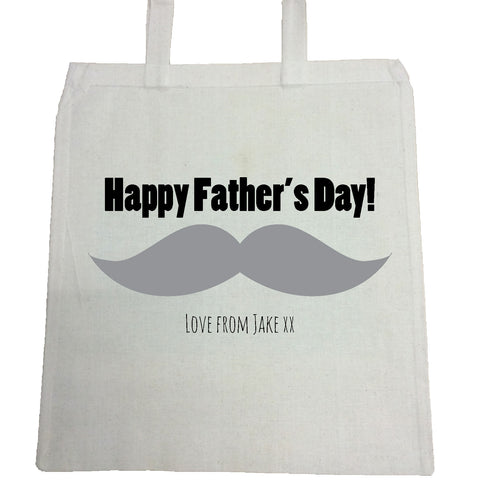 FD06 - Large Moustache Personalised Father's Day Canvas Bag for Life