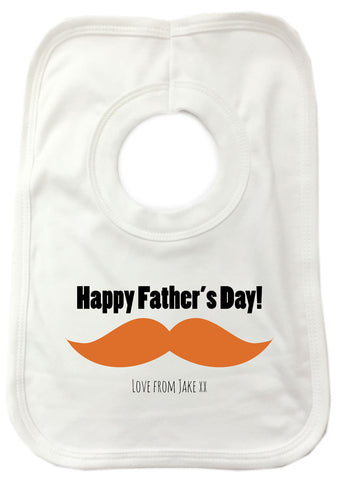 FD06 - Large Moustache Personalised Father's Day Baby Bib