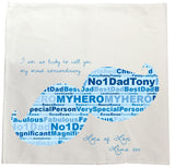 FD07 - Dad, Father, Grandad Moustache Shaped Word Art Personalised Tea Towel