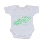 FD07 - Dad, Father, Grandad Moustache Shaped Word Art Personalised Baby Vest