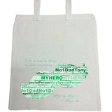 FD07 - Dad, Father, Grandad Moustache Shaped Word Art Personalised Canvas Bag for Life