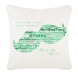 Dad, Father, Grandad Moustache Shaped Word Art Personalised Cushion