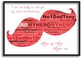 FD07 - Dad, Father, Grandad Moustache Shape Wordart Personalised Print