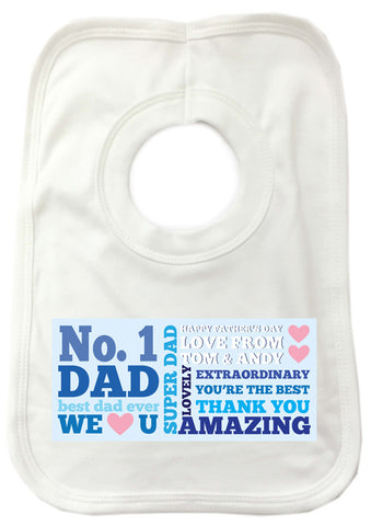 FD08 - No.1 Dad Personalised Baby Bib for all amazing dads, stepdads and grandad