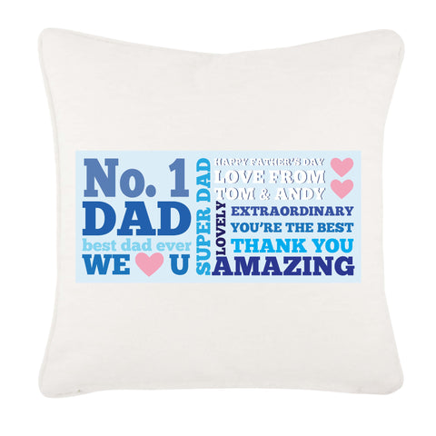 No.1 Dad Personalised Cushion for amazing dads, stepdads and grandads