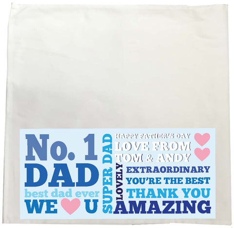 FD08 - No.1 Dad Personalised Tea Towel for amazing dads, stepdads and Grandads