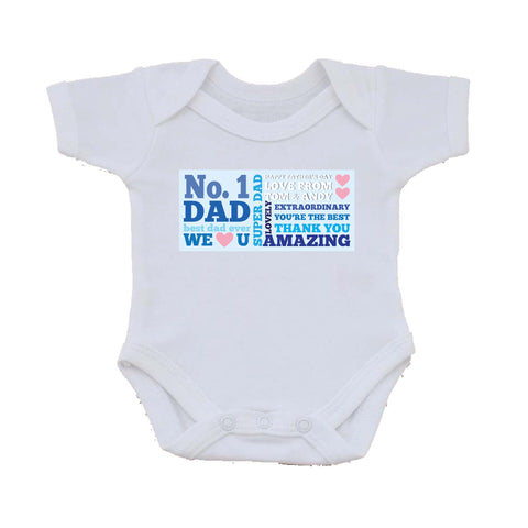 FD08 - No.1 Dad Personalised Baby Vest for amazing dads, stepdads and grandads