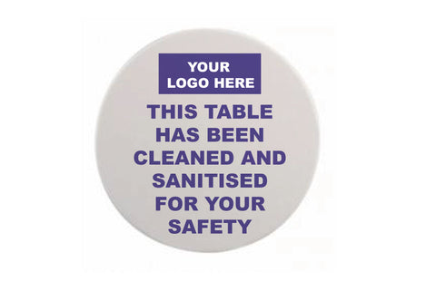 Safety Coasters for Restaurants & Bars 'Table has been cleaned & sanitised for safety'