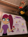 Personalised Cocktail Character Bellas Glass Chopping Board, Placemats and Coasters