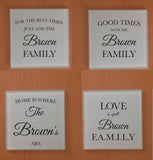 Personalised Family Coasters for Family & Friends with Love, Best Wishes & Home Messages